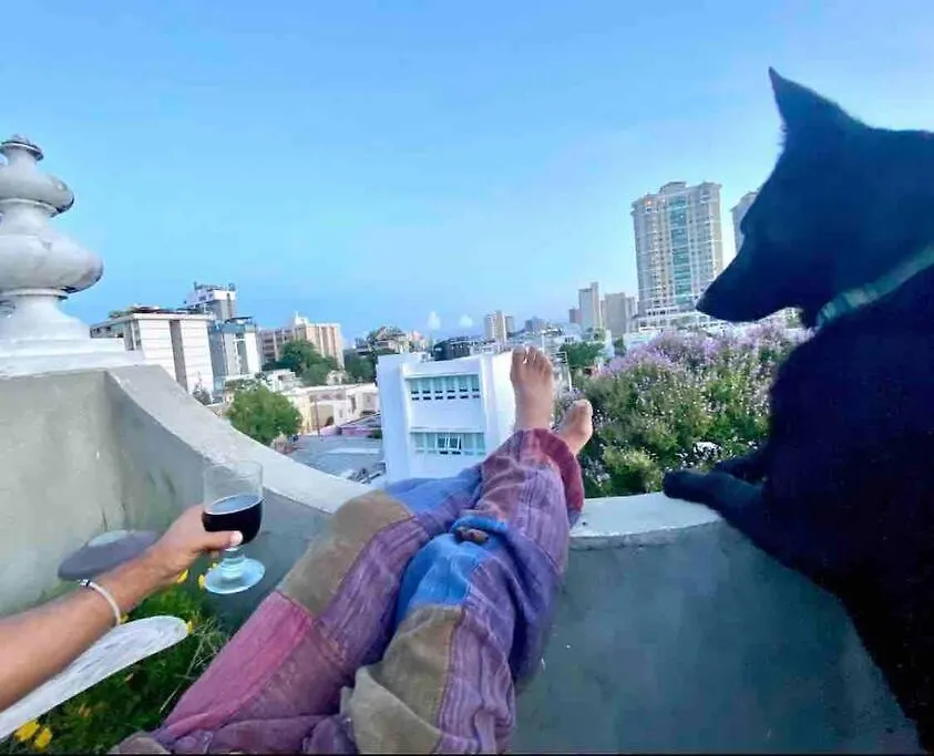 公寓 Fresh Tropical Colonial Style Walk-Up- Rooftop Terrace- Beach View 圣胡安